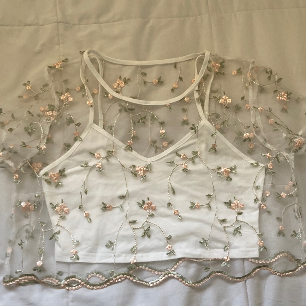 White sheer crop top